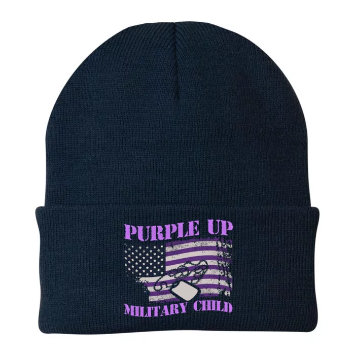 Purple Up Military Month Veteran America Flag Vintage Gift Knit Cap Winter Beanie