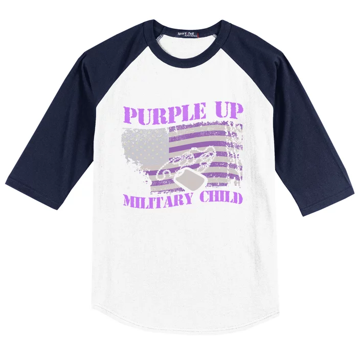 Purple Up Military Month Veteran America Flag Vintage Gift Baseball Sleeve Shirt