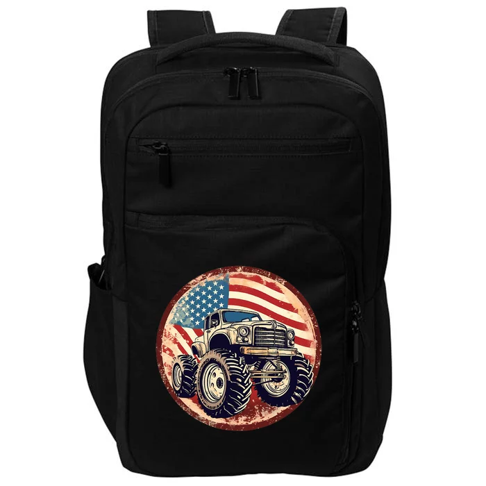 Patriotic Usa Monster Truck Impact Tech Backpack