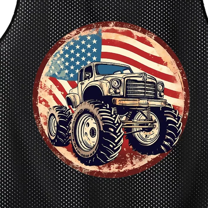 Patriotic Usa Monster Truck Mesh Reversible Basketball Jersey Tank