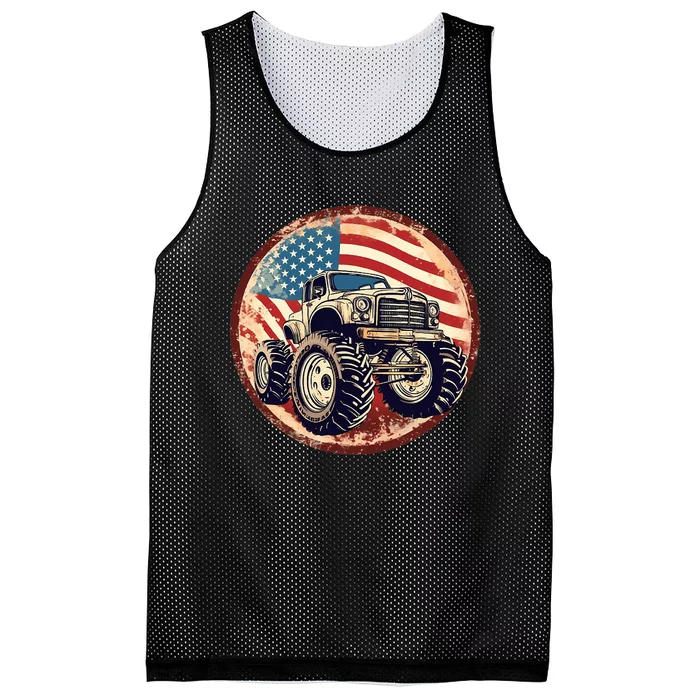 Patriotic Usa Monster Truck Mesh Reversible Basketball Jersey Tank