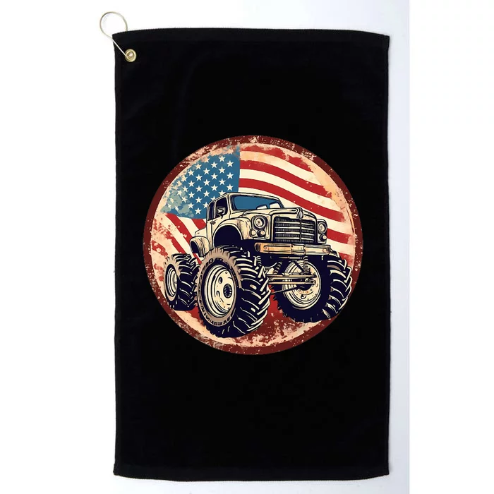 Patriotic Usa Monster Truck Platinum Collection Golf Towel