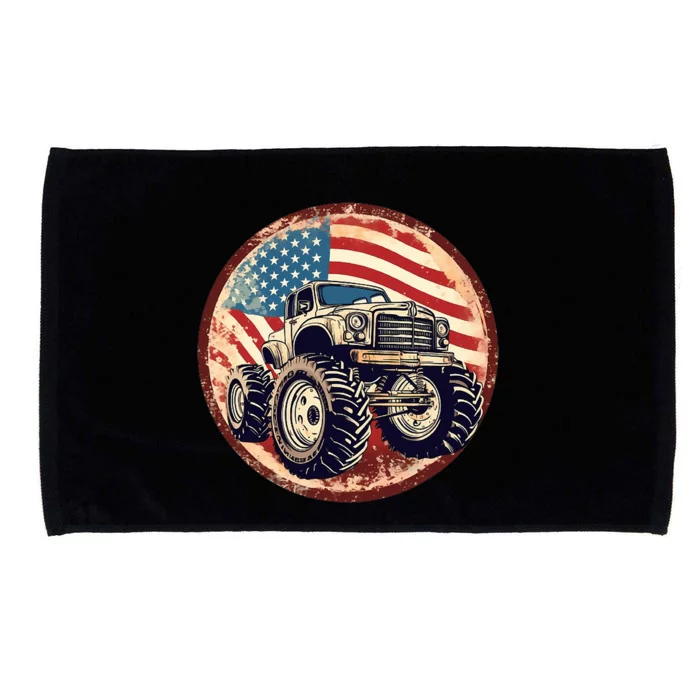 Patriotic Usa Monster Truck Microfiber Hand Towel