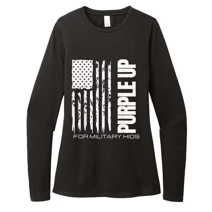 Purple Up Military Kid Military Child US Flag tee Womens CVC Long Sleeve Shirt