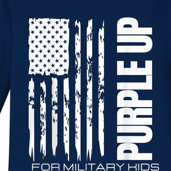 Purple Up Military Kid Military Child US Flag tee Baby Long Sleeve Bodysuit