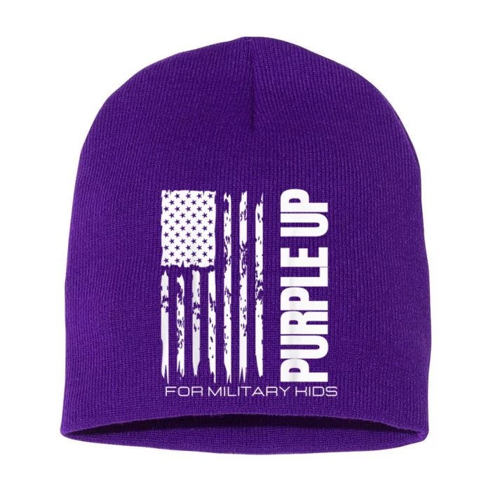 Purple Up Military Kid Military Child US Flag tee Short Acrylic Beanie