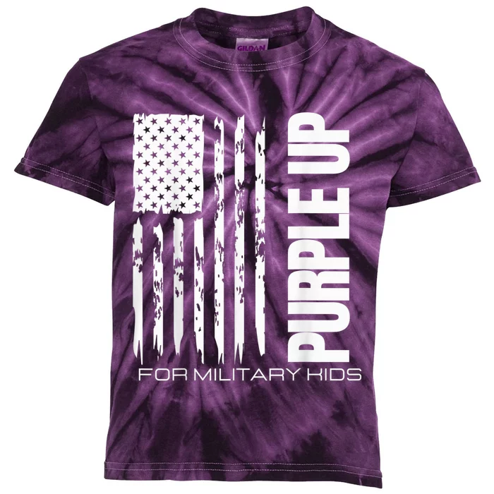 Purple Up Military Kid Military Child US Flag tee Kids Tie-Dye T-Shirt