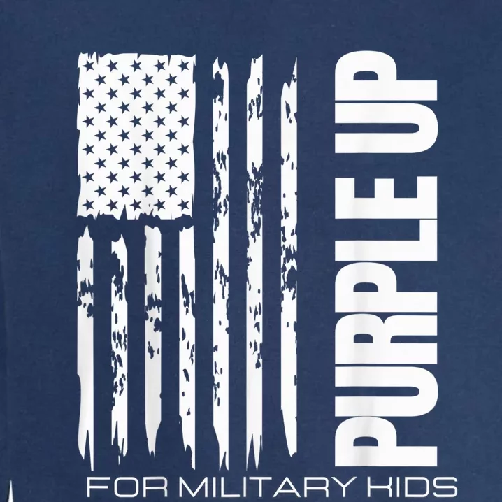 Purple Up Military Kid Military Child US Flag tee Garment-Dyed Sweatshirt