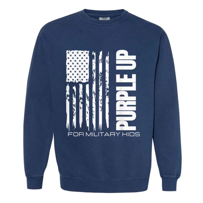 Purple Up Military Kid Military Child US Flag tee Garment-Dyed Sweatshirt