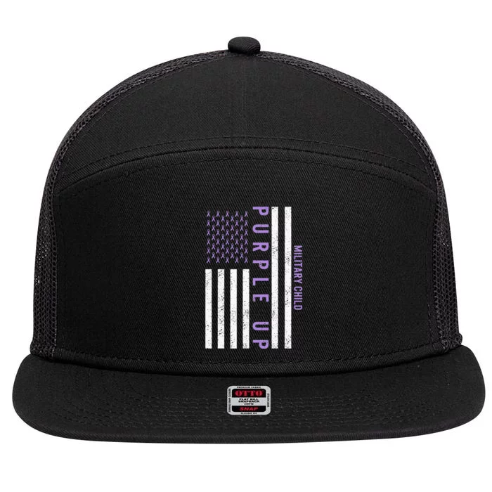 Purple Up Month Of Military Child Awareness 7 Panel Mesh Trucker Snapback Hat