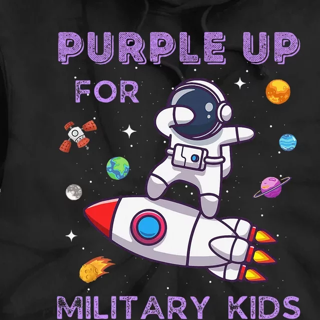 Purple Up Military Military Child Month Astronaut Tie Dye Hoodie