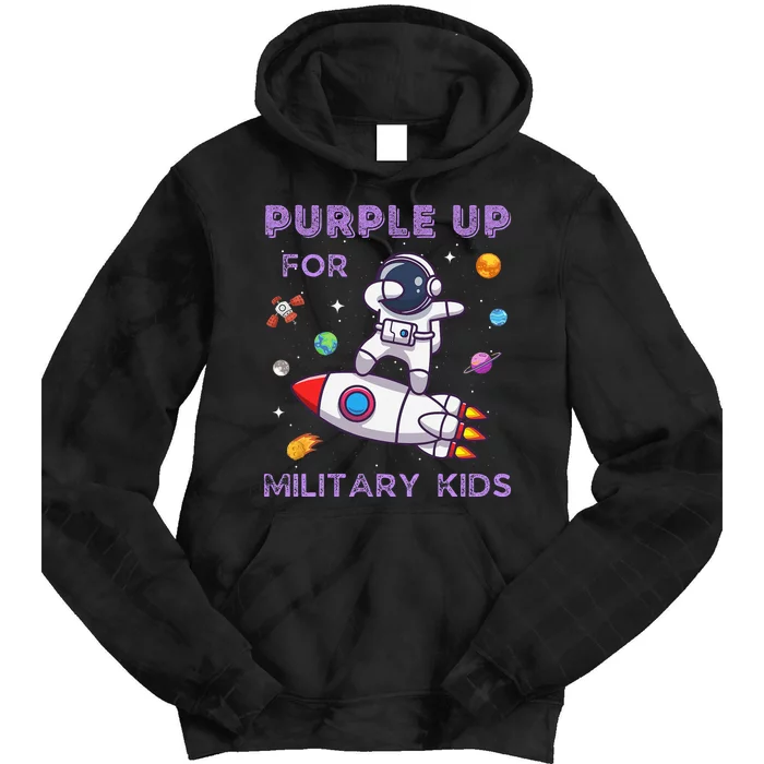 Purple Up Military Military Child Month Astronaut Tie Dye Hoodie