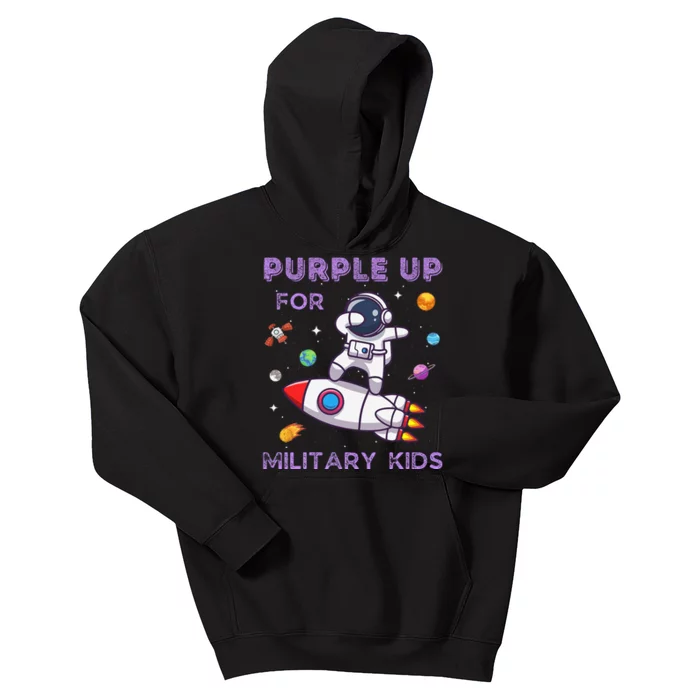 Purple Up Military Military Child Month Astronaut Kids Hoodie