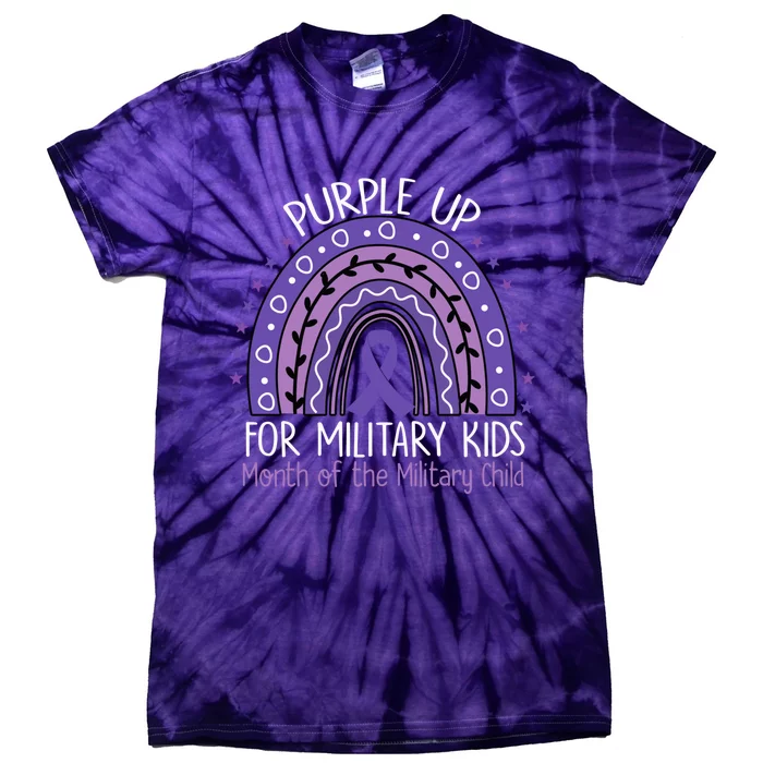 Purple Up Military Child Month Rainbow Ribbon Purple Gifts Tie-Dye T-Shirt