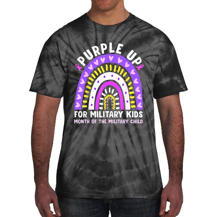 Purple Up Military Month Of The Military Child Rainbow Tie-Dye T-Shirt