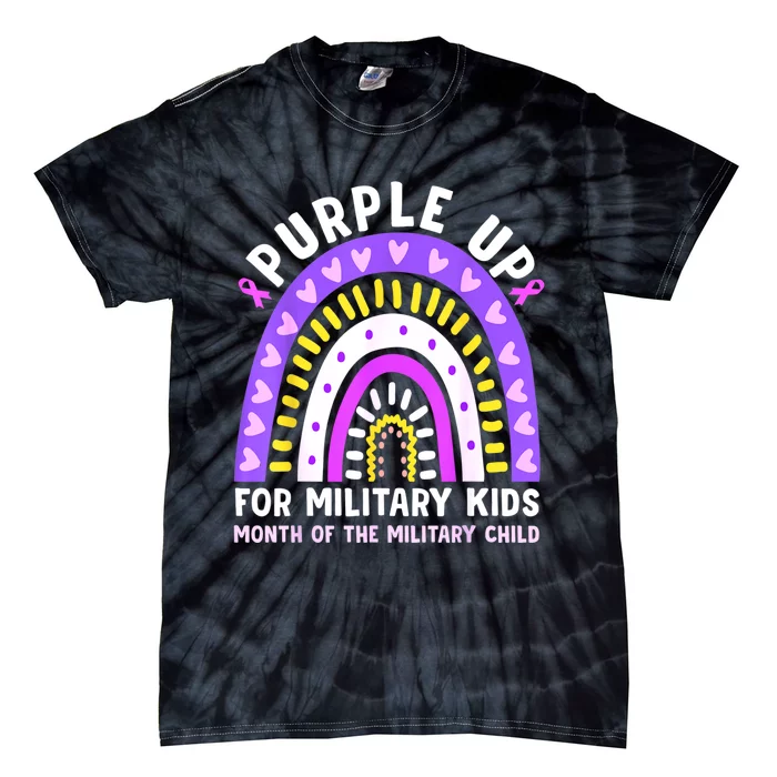 Purple Up Military Month Of The Military Child Rainbow Tie-Dye T-Shirt