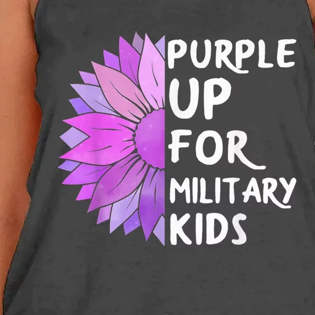 Purple Up Military Child Sunflower Military Brats Month Women's Knotted Racerback Tank