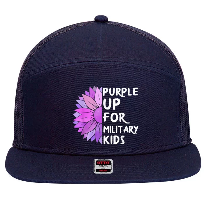 Purple Up Military Child Sunflower Military Brats Month 7 Panel Mesh Trucker Snapback Hat