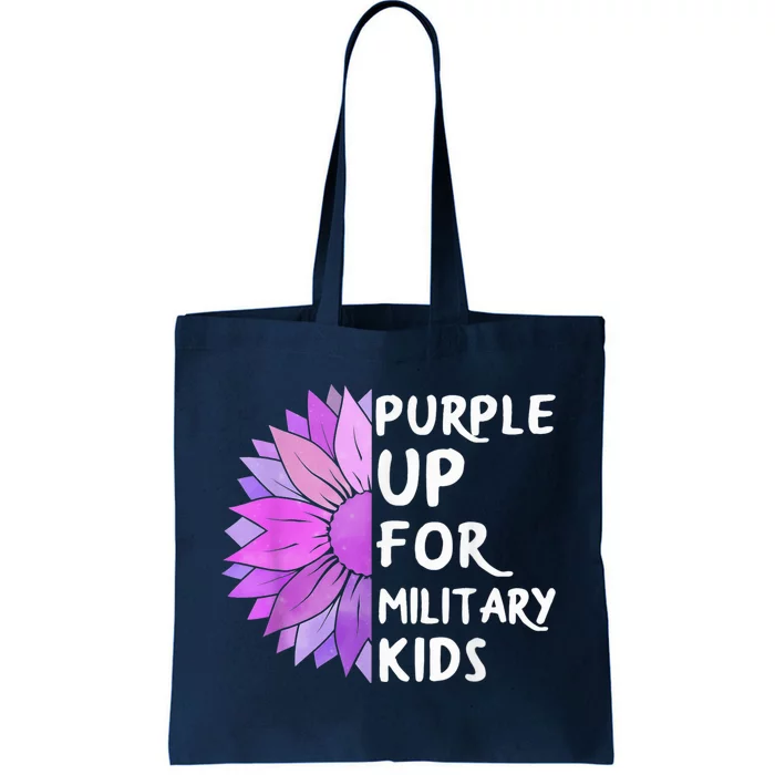 Purple Up Military Child Sunflower Military Brats Month Tote Bag