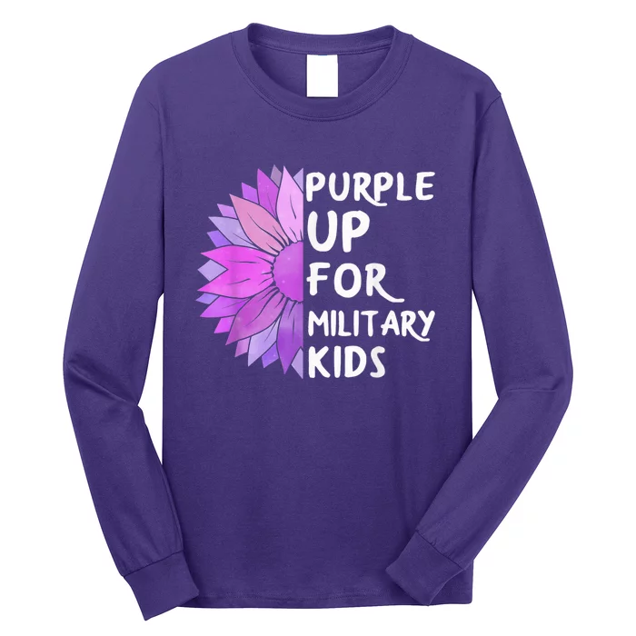 Purple Up Military Child Sunflower Military Brats Month Long Sleeve Shirt