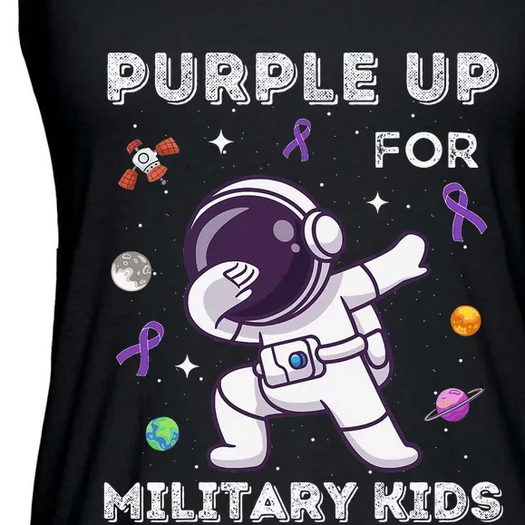 Purple Up Military Dabbing Astronaut Space Solar System Ladies Essential Flowy Tank