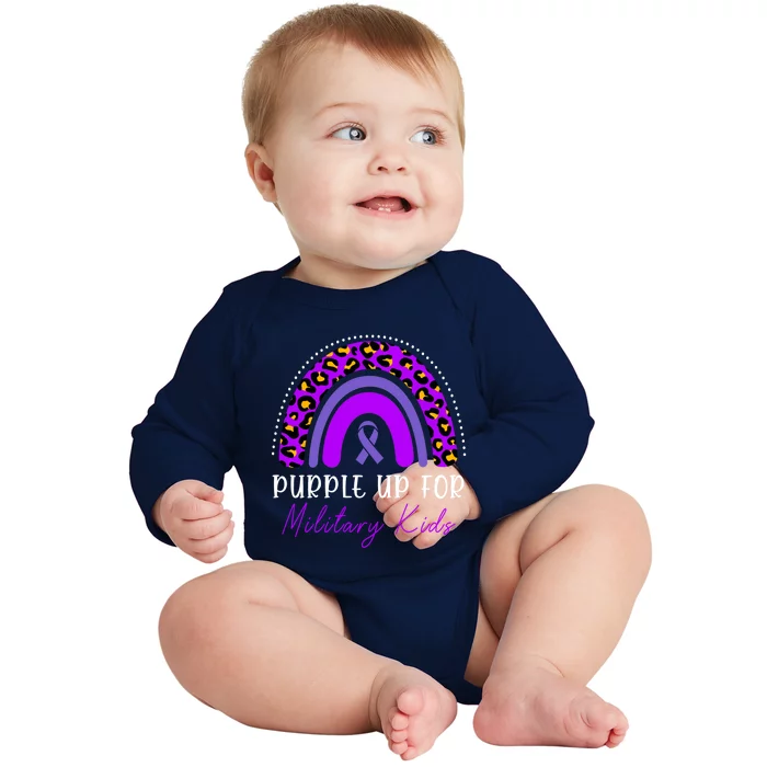 Purple Up Military Month Leopard Rainbow Cool Gift Baby Long Sleeve Bodysuit