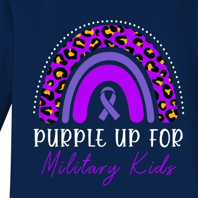 Purple Up Military Month Leopard Rainbow Cool Gift Baby Long Sleeve Bodysuit