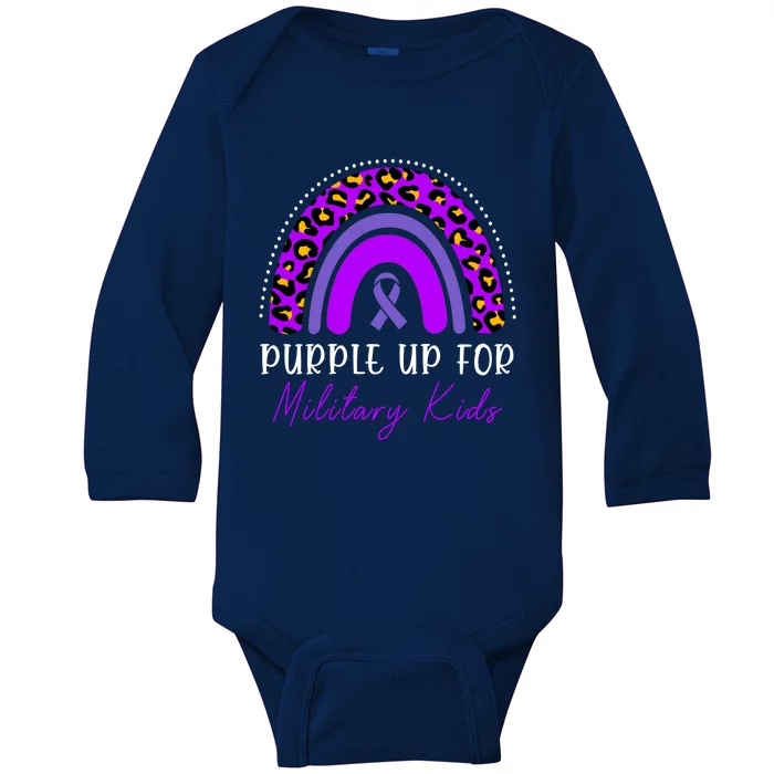 Purple Up Military Month Leopard Rainbow Cool Gift Baby Long Sleeve Bodysuit