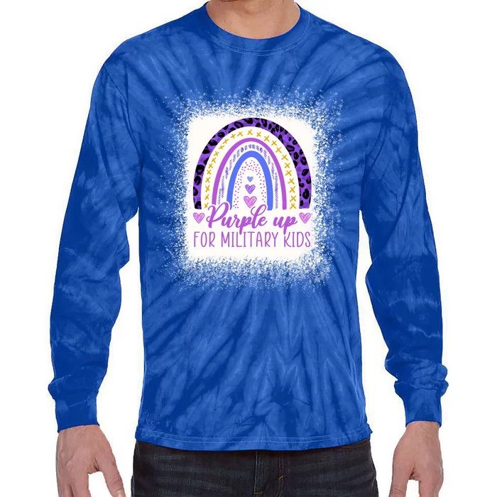 Purple Up Military Month Bleached Rainbow Cute Gift Tie-Dye Long Sleeve Shirt