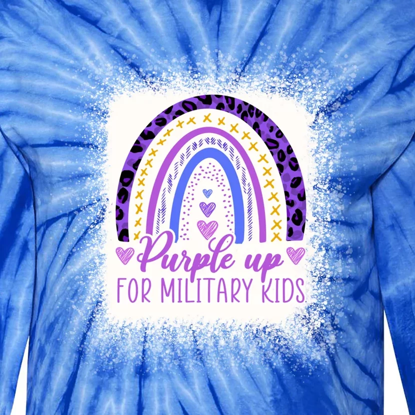 Purple Up Military Month Bleached Rainbow Cute Gift Tie-Dye Long Sleeve Shirt