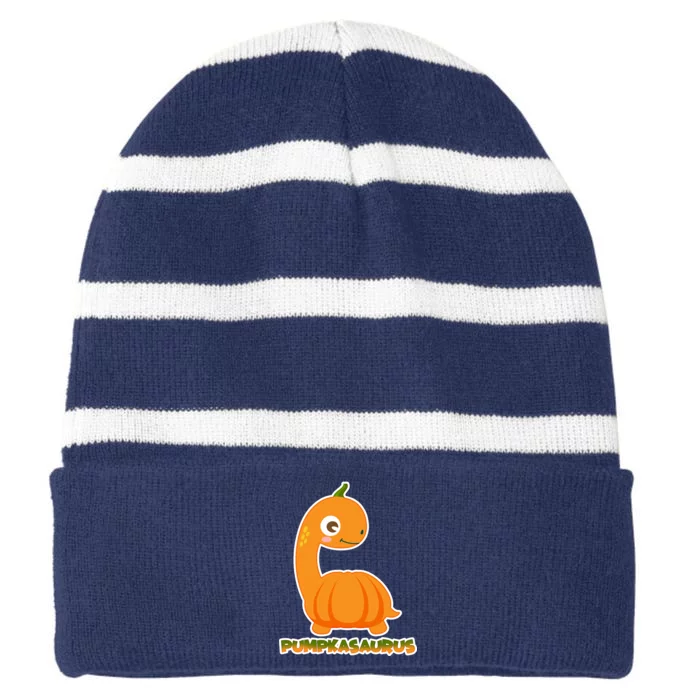 Pumpkasaurus Striped Beanie with Solid Band