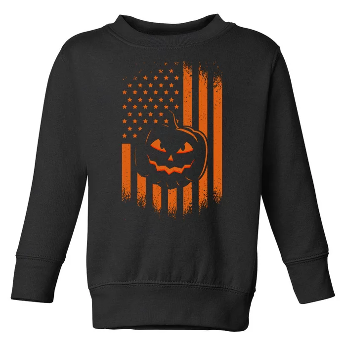 Pumpkin America Halloween Flag Toddler Sweatshirt