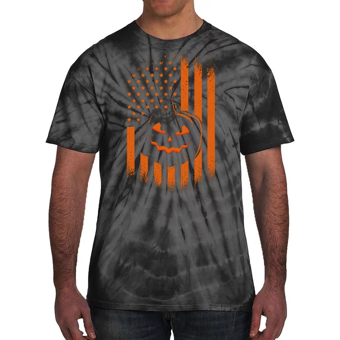 Pumpkin America Halloween Flag Tie-Dye T-Shirt