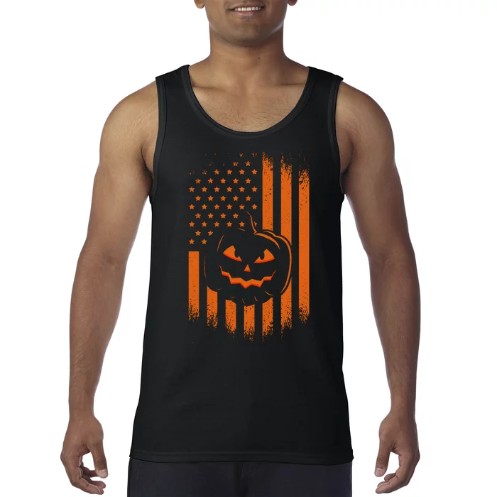 Pumpkin America Halloween Flag Tank Top