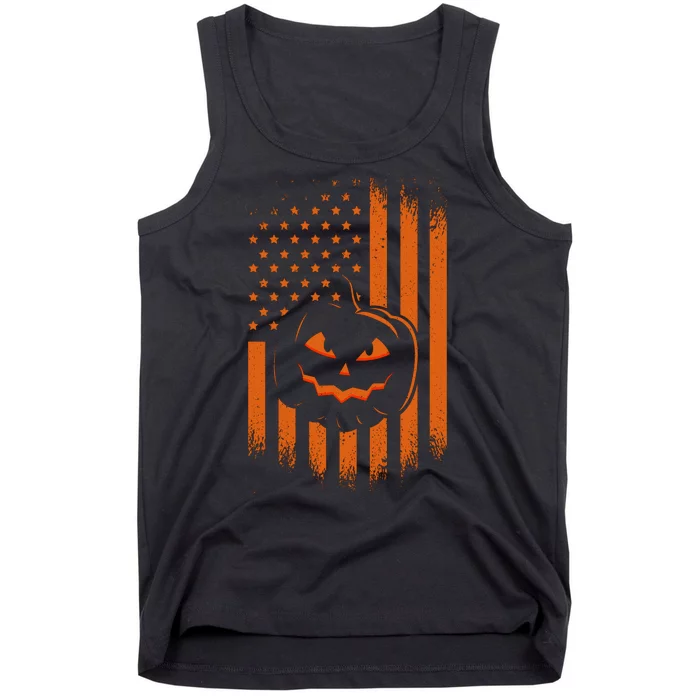 Pumpkin America Halloween Flag Tank Top