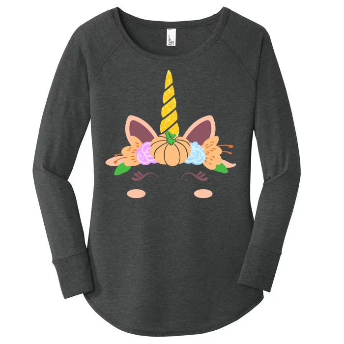 Pumpkin Autumn Fall Unicorn Cute Women's Perfect Tri Tunic Long Sleeve Shirt