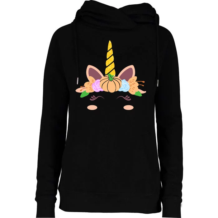 Pumpkin Autumn Fall Unicorn Cute Womens Funnel Neck Pullover Hood