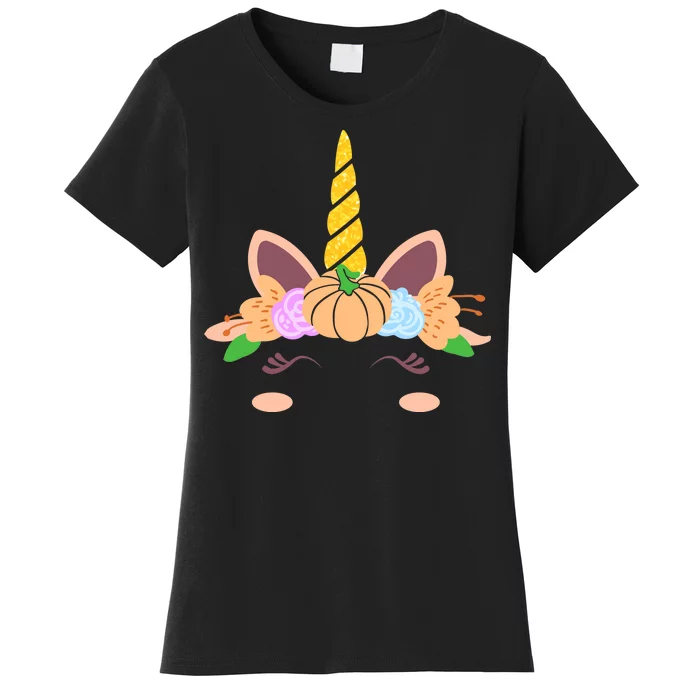 Pumpkin Autumn Fall Unicorn Cute Women's T-Shirt