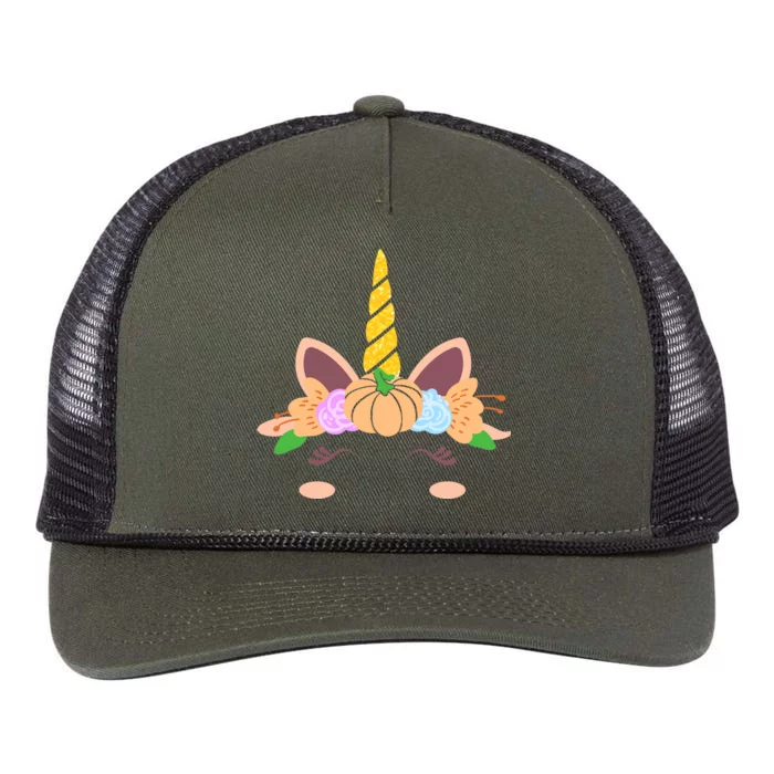 Pumpkin Autumn Fall Unicorn Cute Retro Rope Trucker Hat Cap