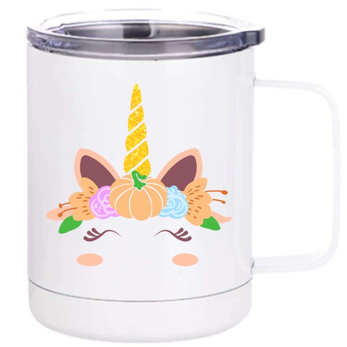 Pumpkin Autumn Fall Unicorn Cute Front & Back 12oz Stainless Steel Tumbler Cup