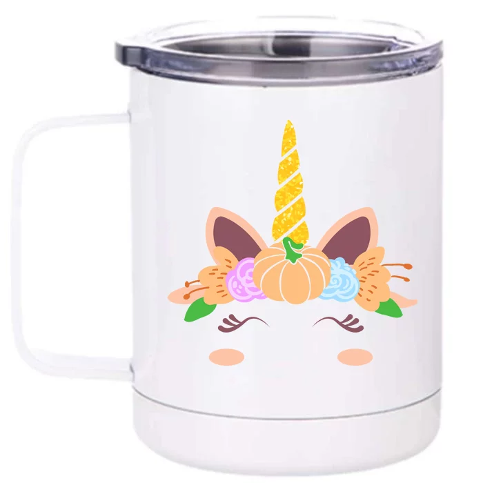 Pumpkin Autumn Fall Unicorn Cute Front & Back 12oz Stainless Steel Tumbler Cup