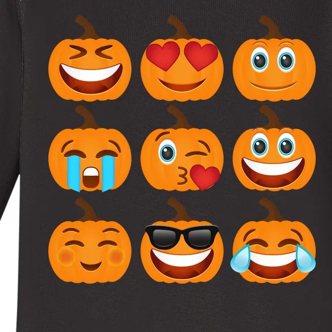 Pumpkin Emojis Baby Long Sleeve Bodysuit