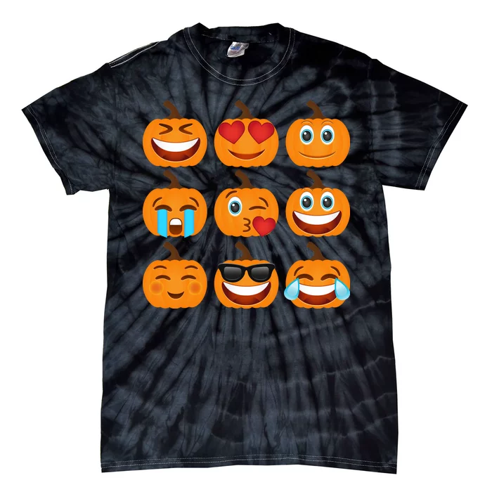 Pumpkin Emojis Tie-Dye T-Shirt