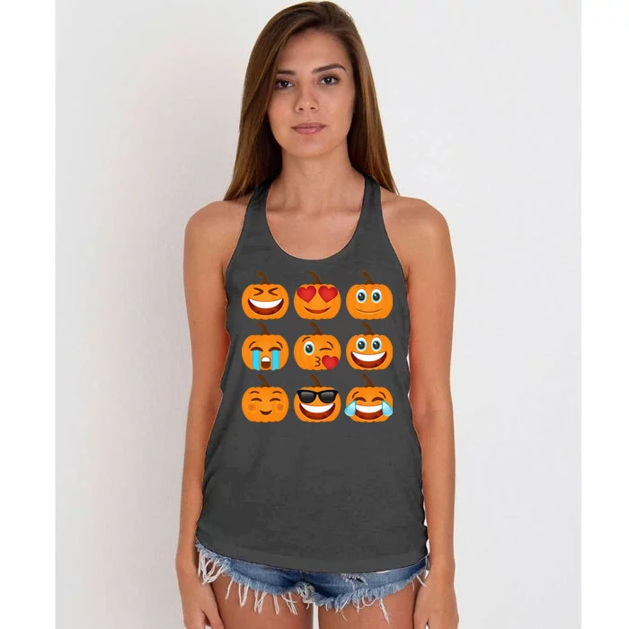 Pumpkin Emojis Women's Knotted Racerback Tank