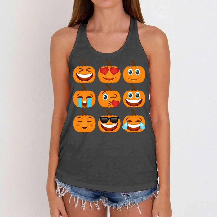 Pumpkin Emojis Women's Knotted Racerback Tank