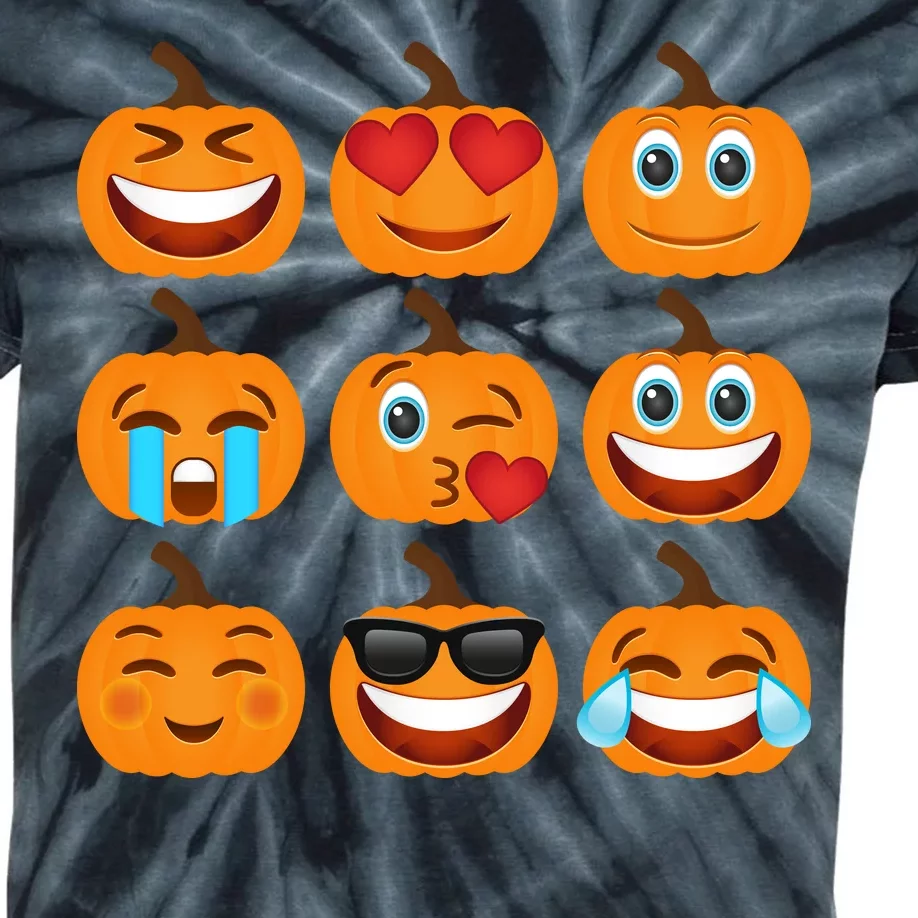 Pumpkin Emojis Kids Tie-Dye T-Shirt