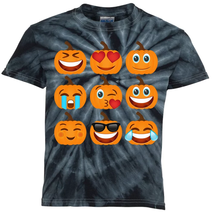 Pumpkin Emojis Kids Tie-Dye T-Shirt