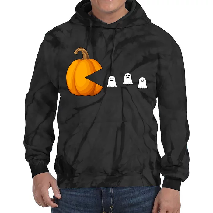 Pumpkin Ghosts Retro Pic Elated Tie Dye Hoodie