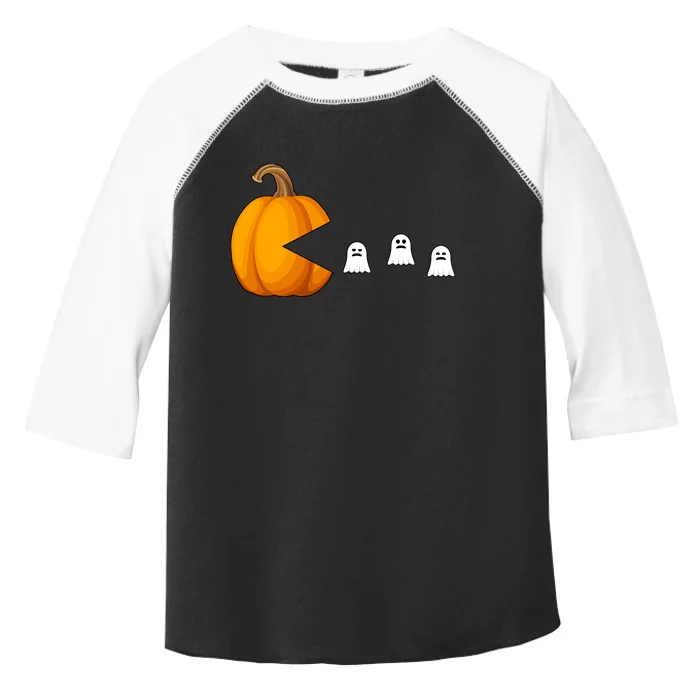 Pumpkin Ghosts Retro Pic Elated Toddler Fine Jersey T-Shirt