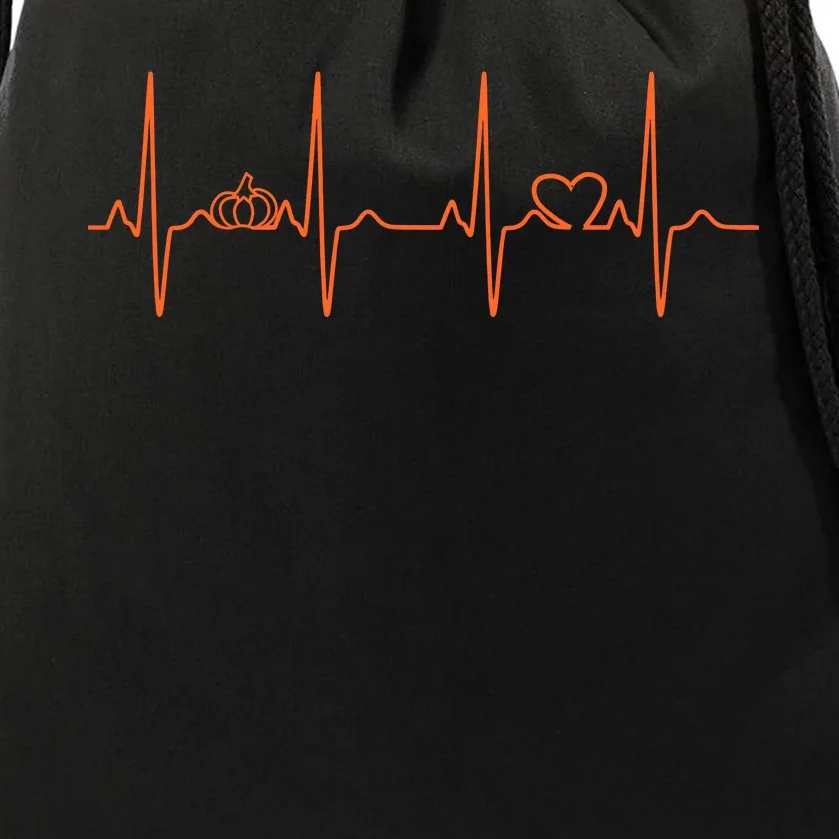 Pumpkin Halloween Heartbeat Pulse Drawstring Bag